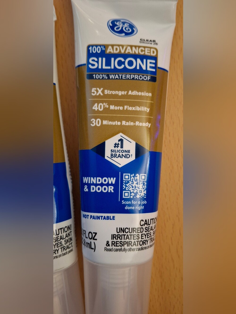 GE 100% Advanced Silicone Sealant Window & Door Clear 2.8 fl oz